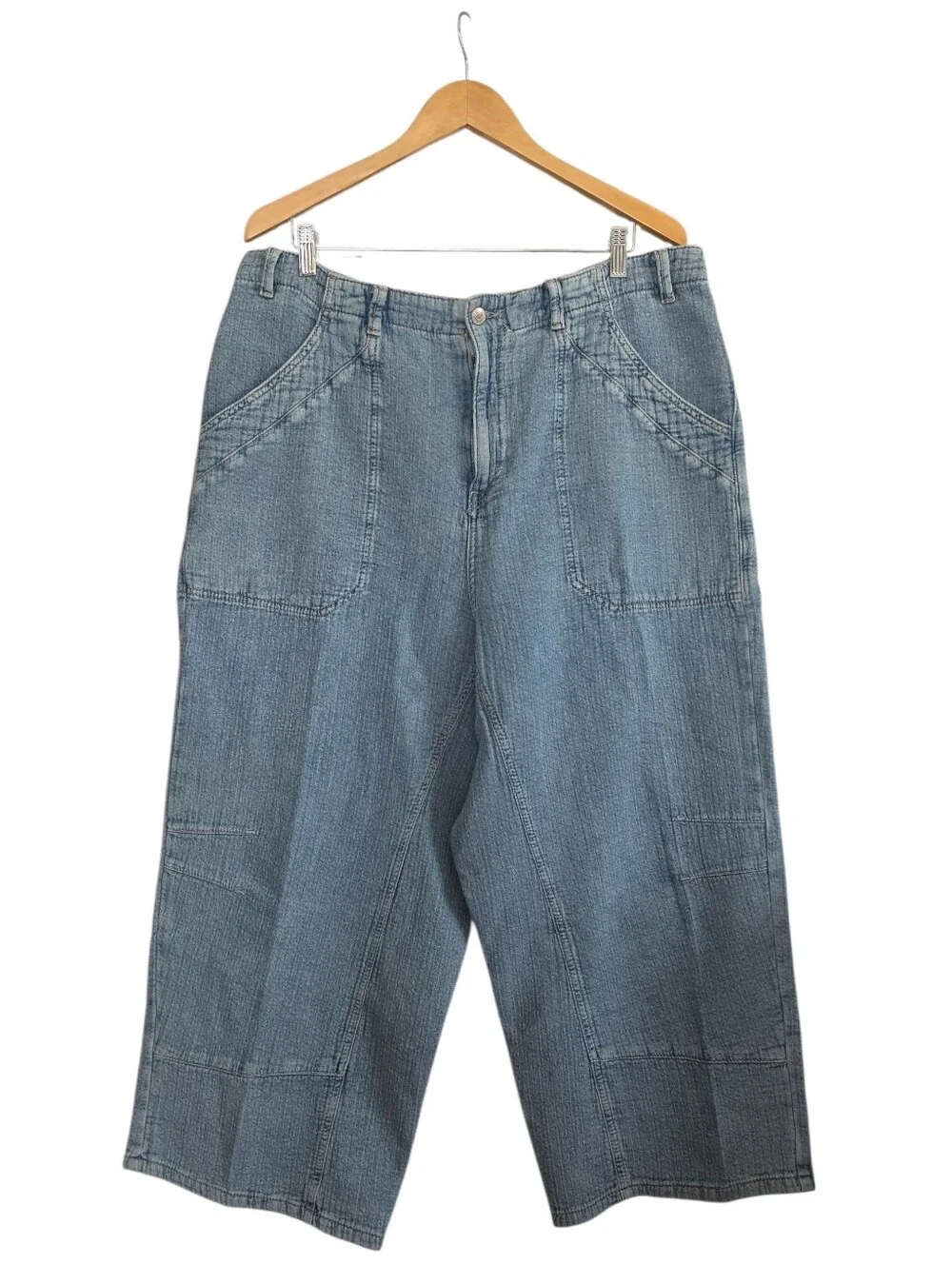 Free People We The Free Midnight Voyage Harem Pants in Light Blue Wash - Picture 3 of 9